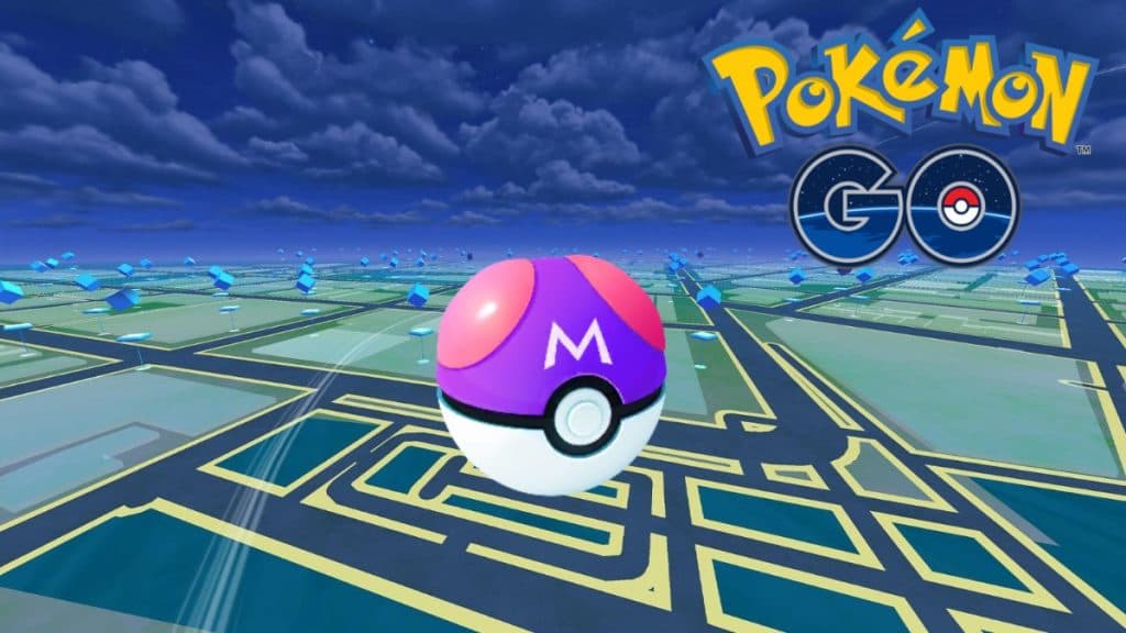 pokemon go master ball with game background