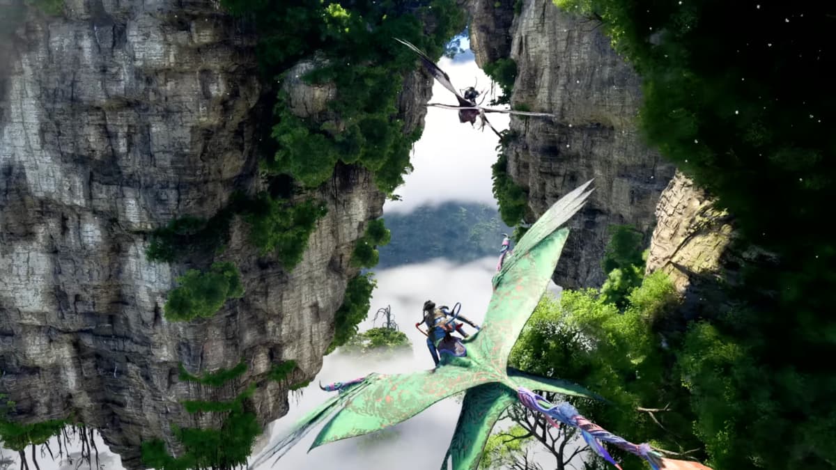 two Nav'vi flying in Avatar: Frontiers of Pandora