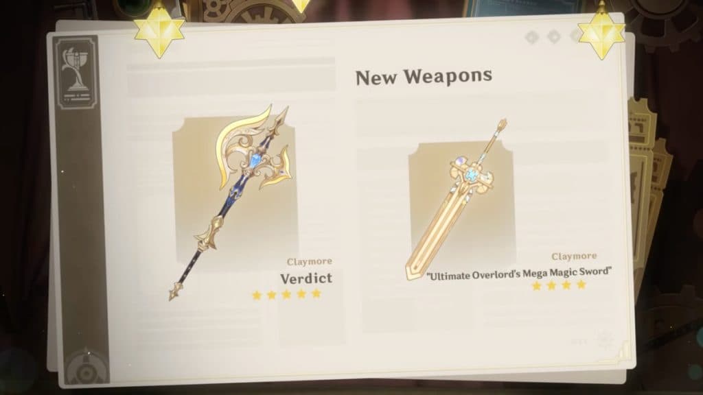 Showcase of two weapons of Genshin Impact Version 4.3