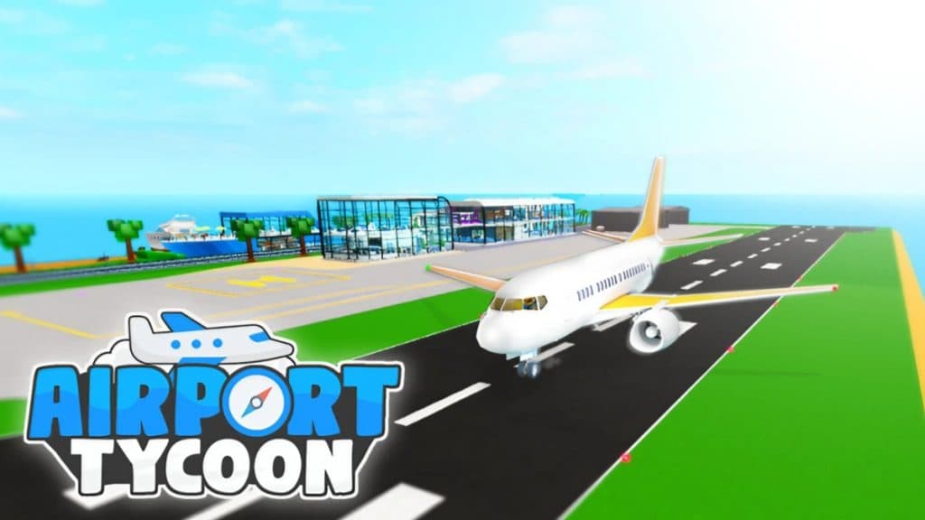 An airplane on a runway in Roblox Airport Tycoon!