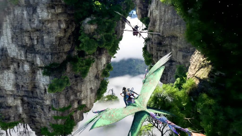 Two Na'vi flying in Avatar: Frontiers of Pandora