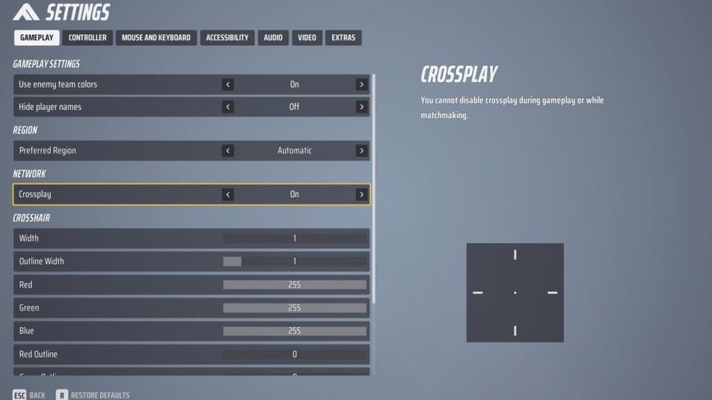The Finals Gameplay settings menu
