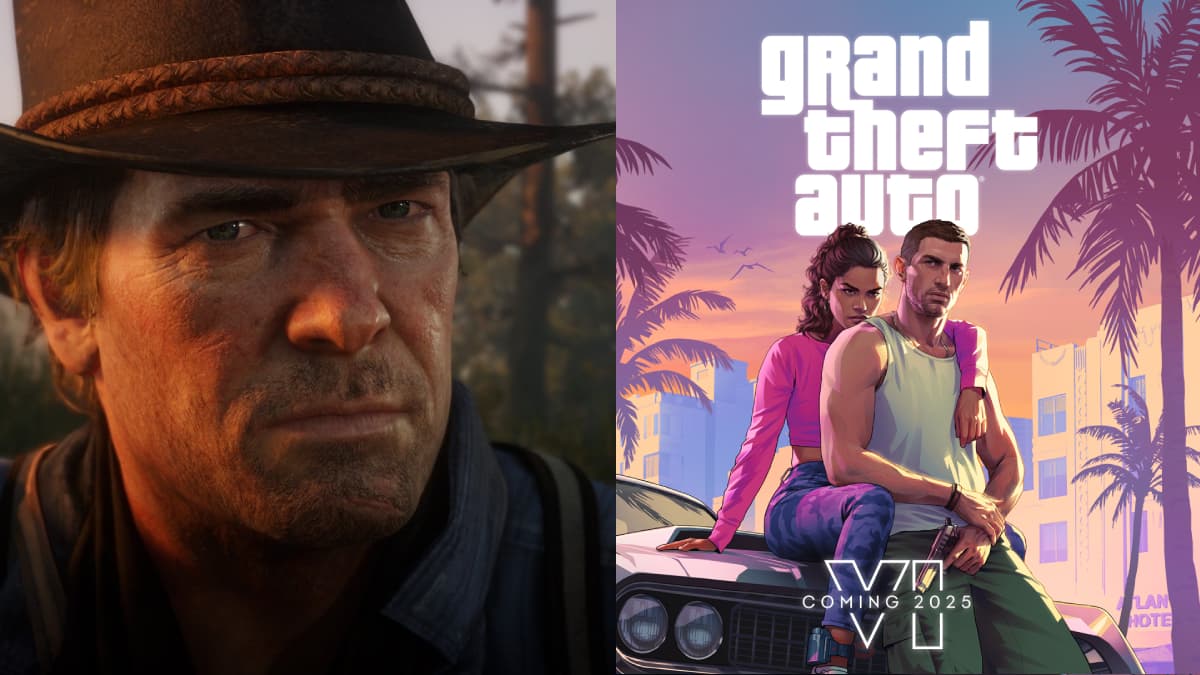 Arthur Morgan in RDR 2 and Lucia along with her partner in GTA 6