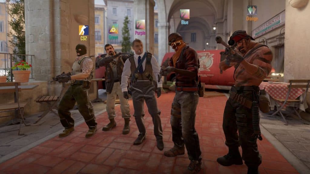 CS2 characters holding guns.