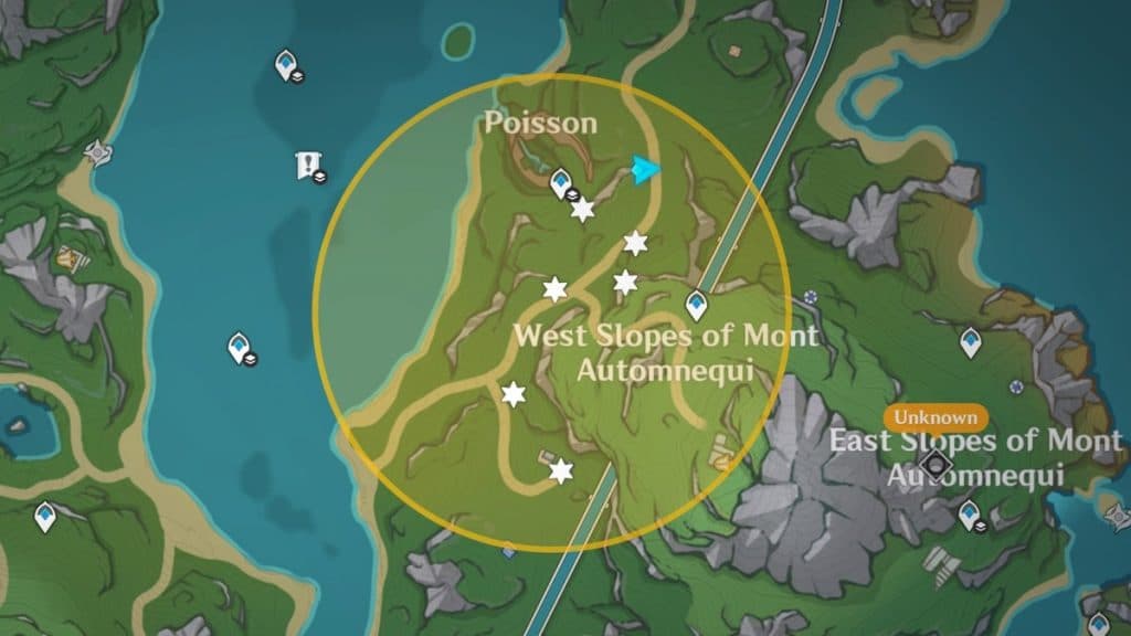 map showing day one energy location in Gesnhin Impact lost riches