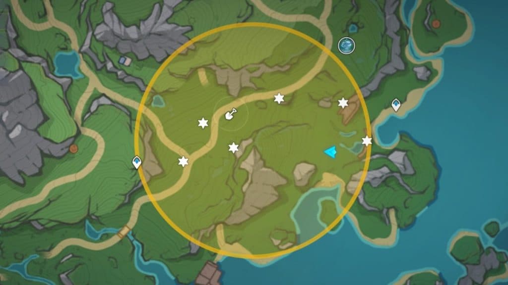 Genshin Impact map marking all locations for day 5 of Lost Riches