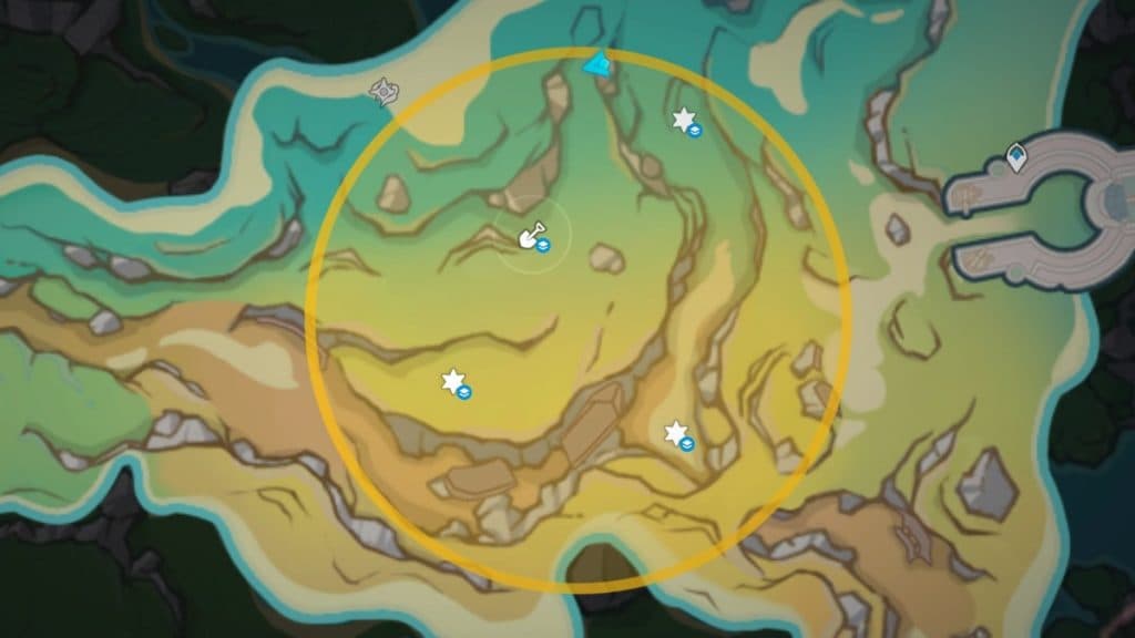 Genshin Impact map marking all locations for day 6 of Lost Riches