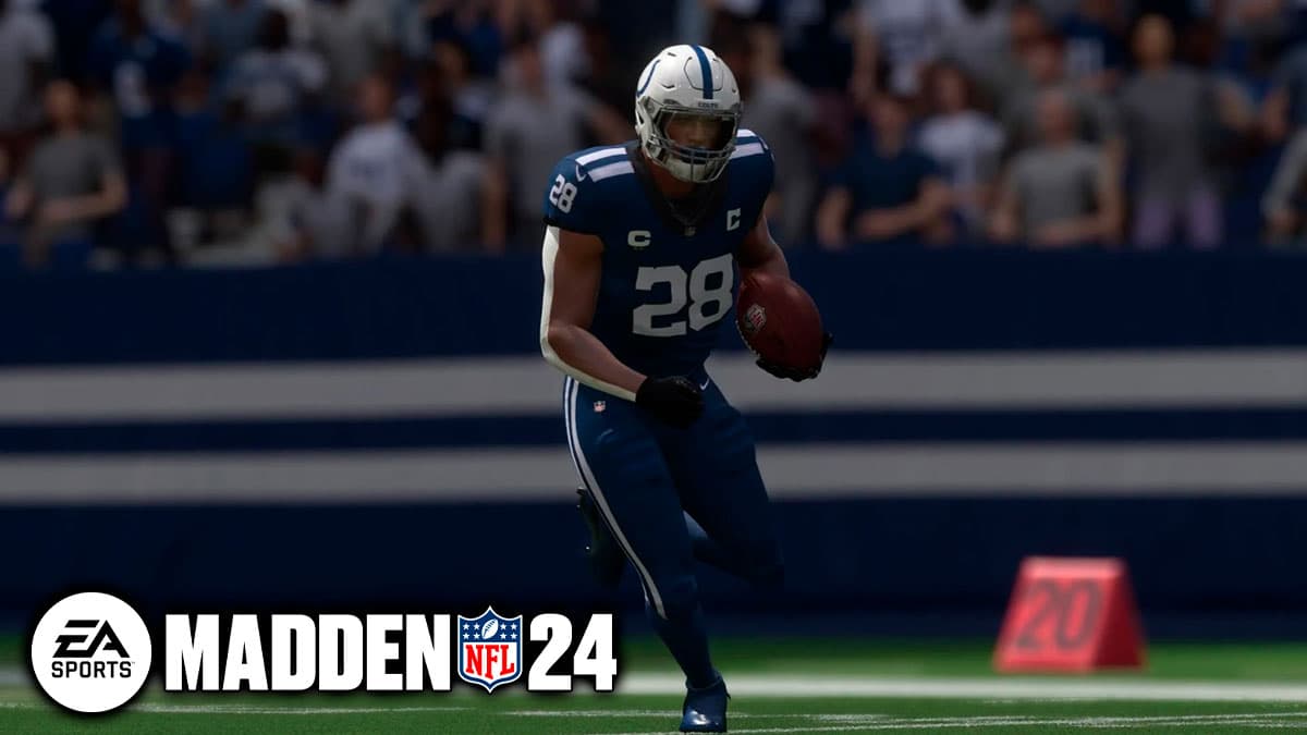 Jonathan Taylor carrying the ball in Madden 24
