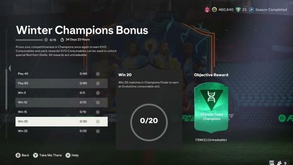 Winter Champions Bonus objectives in EA FC 24