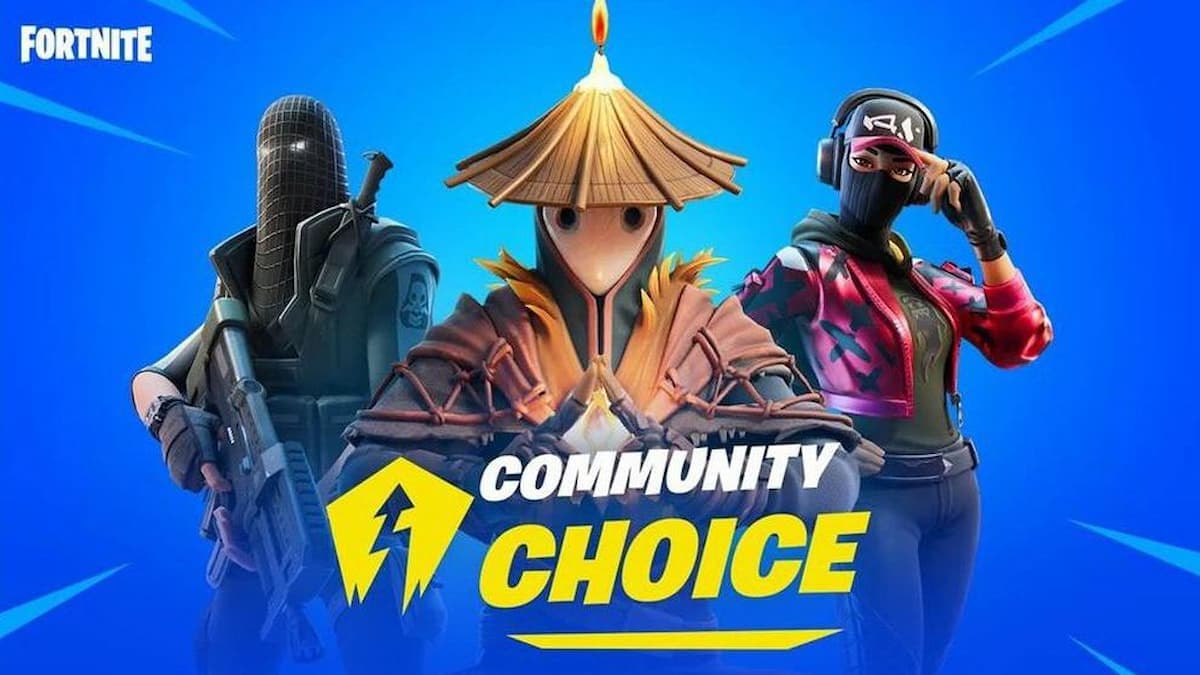 An image showing the three skins in the Fortnite Community Choice.