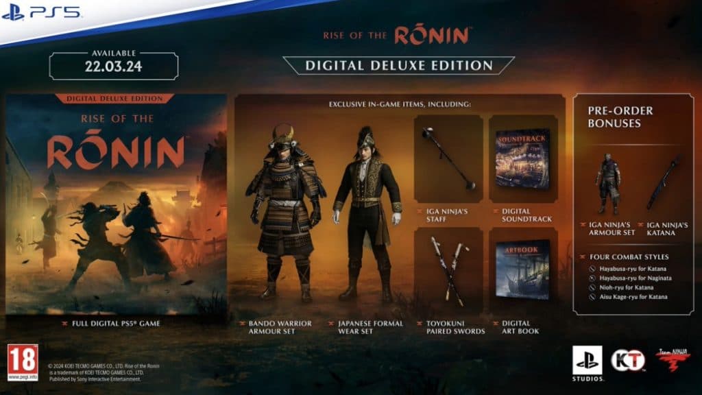 Rise of the Ronin Deluxe Digital Edition content