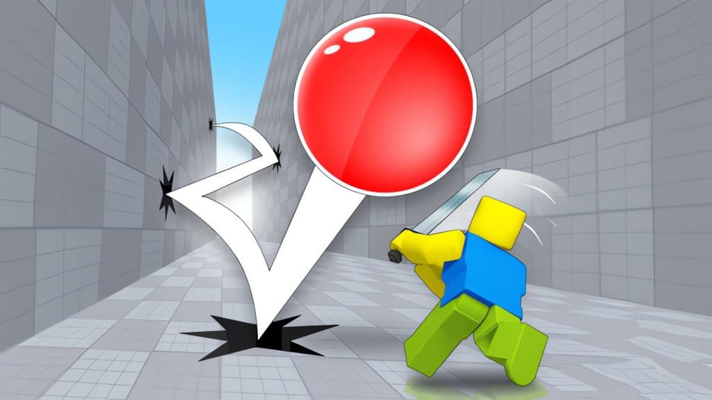 A character deflecting a ball in Roblox Death Ball.