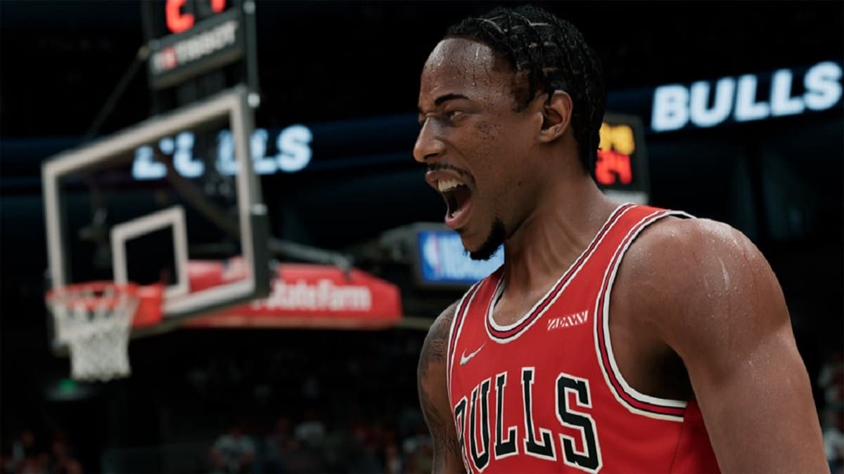 Chicago Bulls' DeMar DeRozan celebrating in NBA 2K24