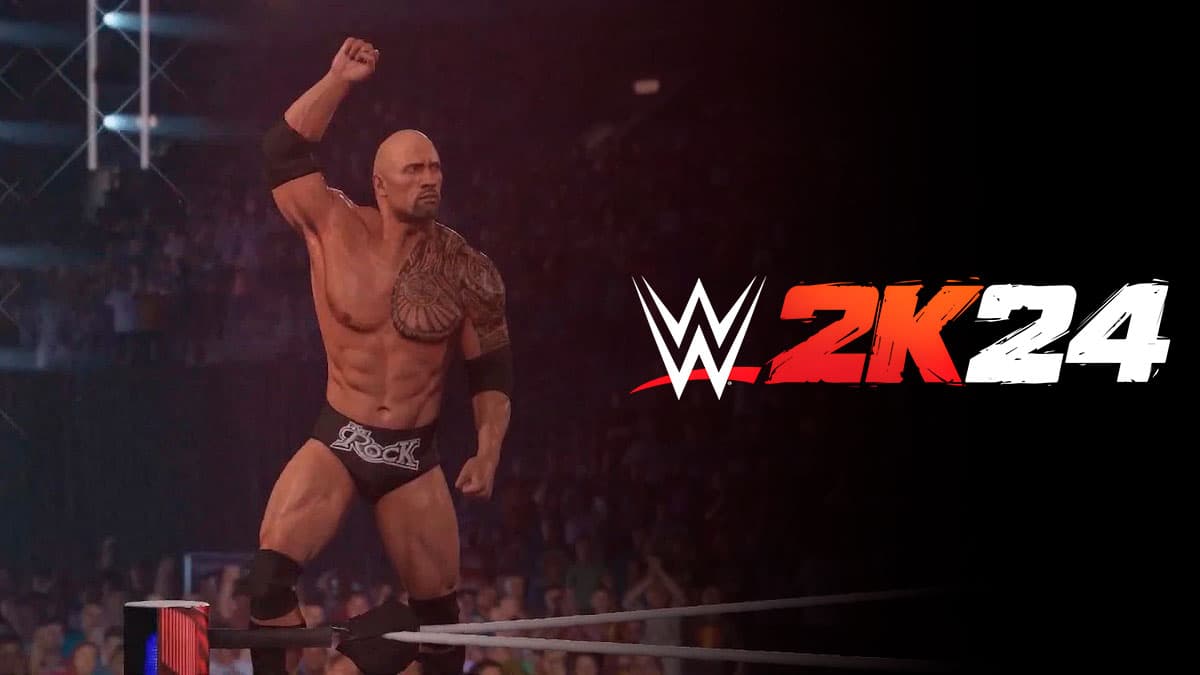 The Rock celebrating in WWE 2K24