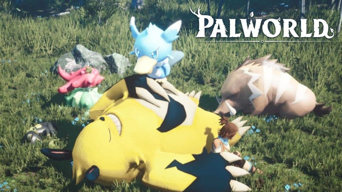 Pals taking a nap in Palworld.