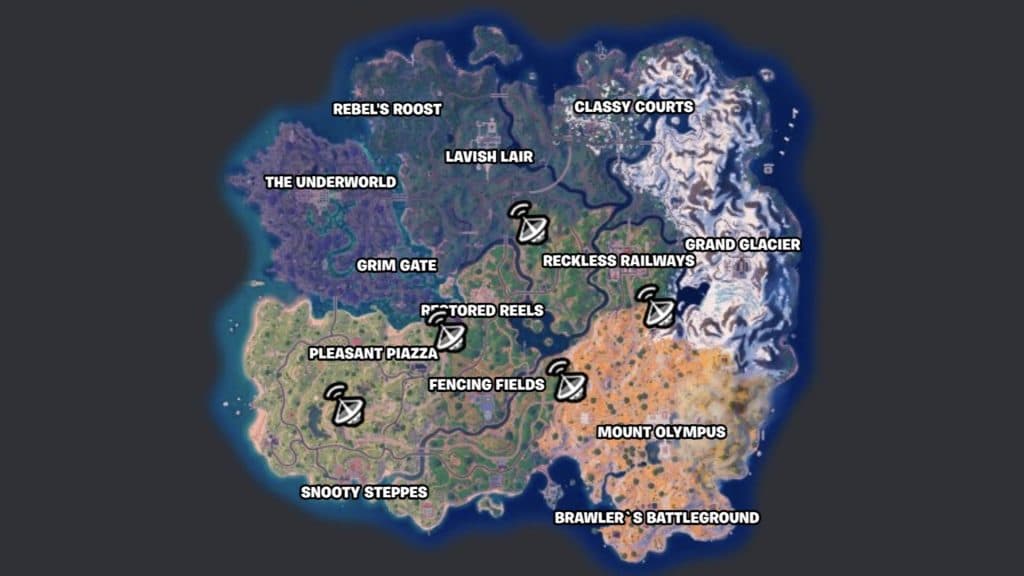 Forecast towers locations in Fortnite Chapter 5 Season 2
