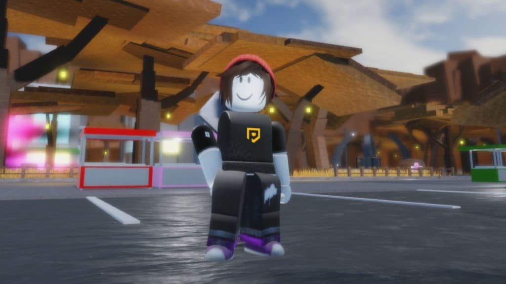 A player as an anime character in Roblox Sakura Stand.