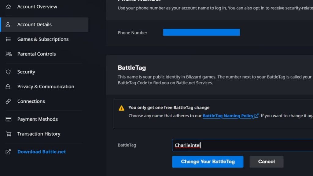 Settings to change your Overwatch 2 name