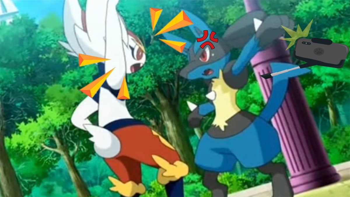 Lucario angry with Cinderace