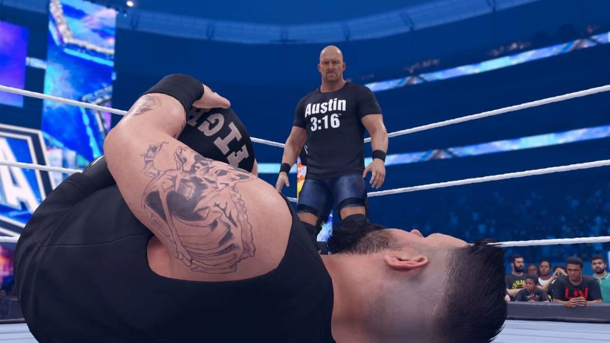 Steve Austin and Kevin Owens in WWE 2K24