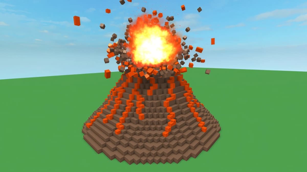 A volcano erupting in Destruction Simulator.