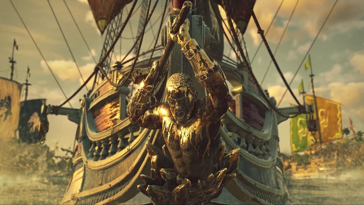 Gold figurehead in a ship in Skull and Bones