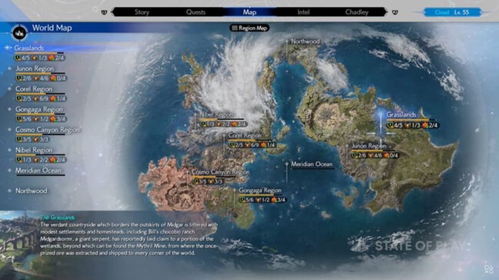 FF7 Rebirth World Map.