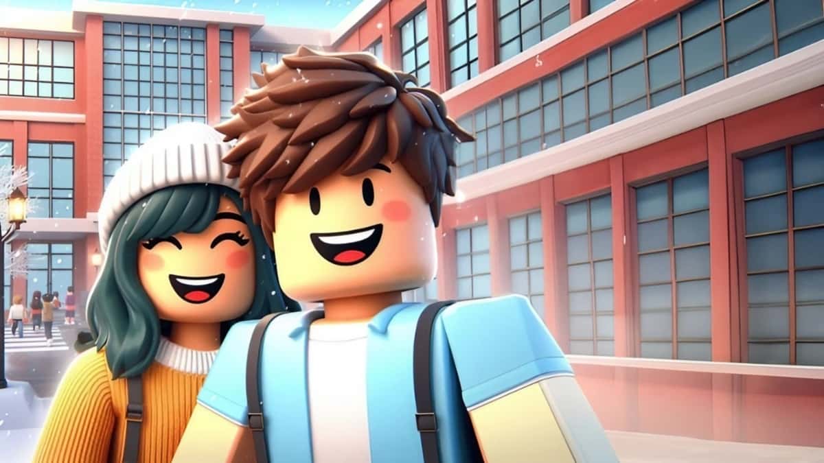 Two students smiling in Robloxian High School.