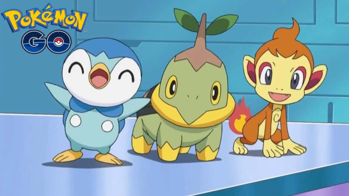 pokemon go sinnoh starters piplup, turtwig, and chimchar