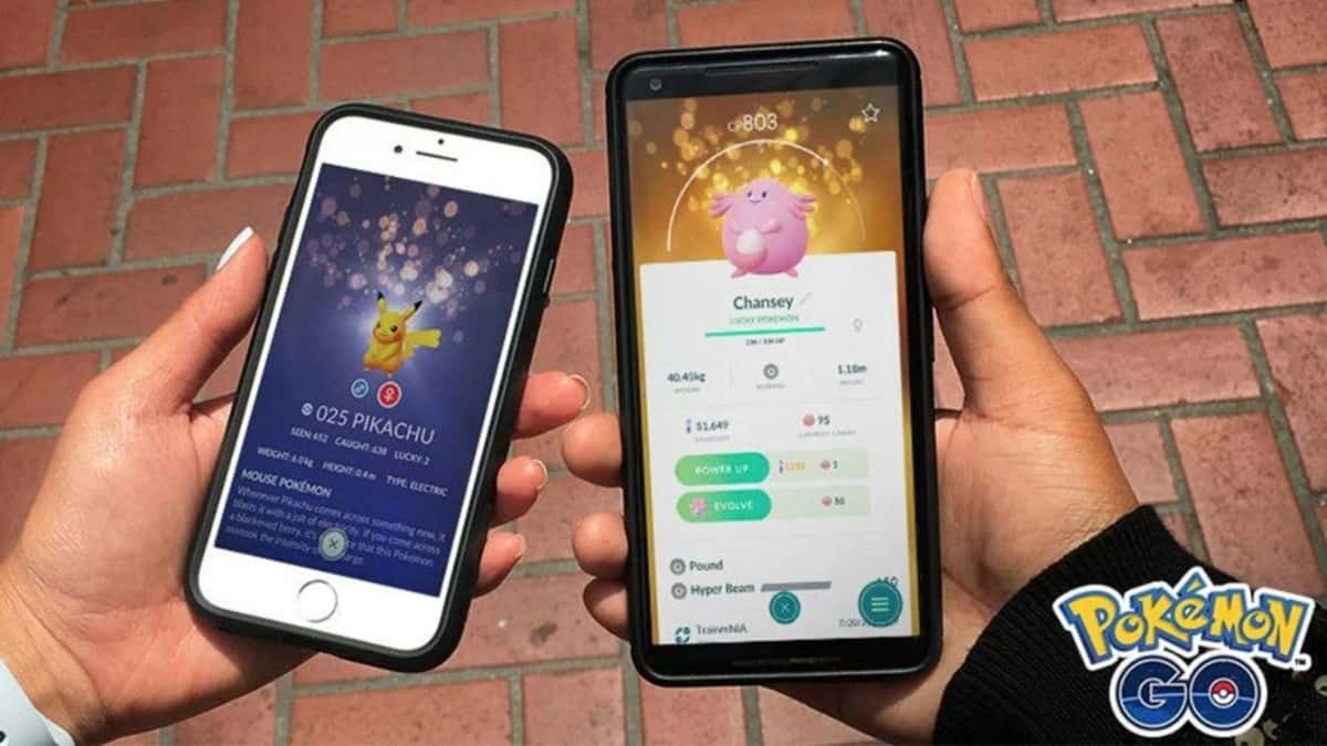 two pokemon go friends doing a lucky trade