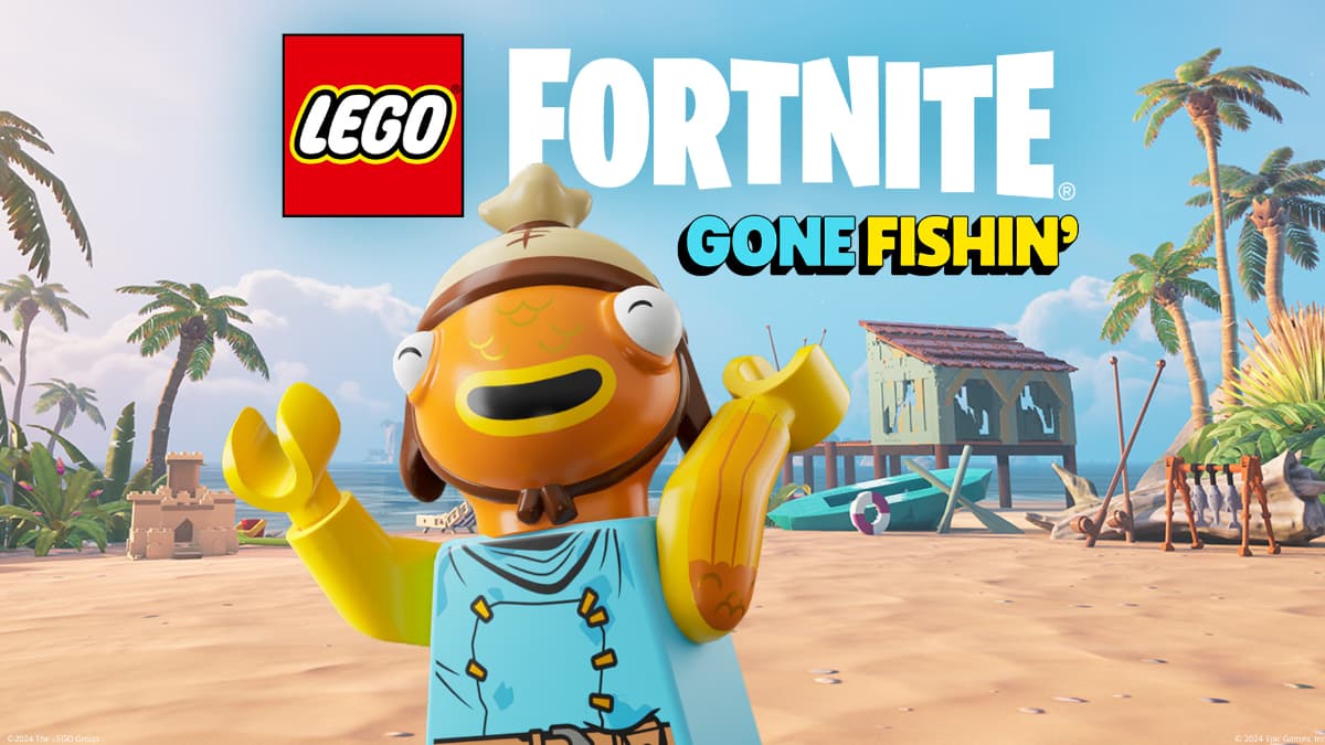 LEGO Fortnite Gone Fishin' update cover art with Fishstick