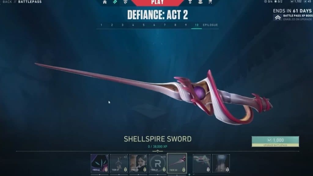 Shellspire Sword Tier 50 reward in Episode 8 Act 2 Battle Pass of Valorant