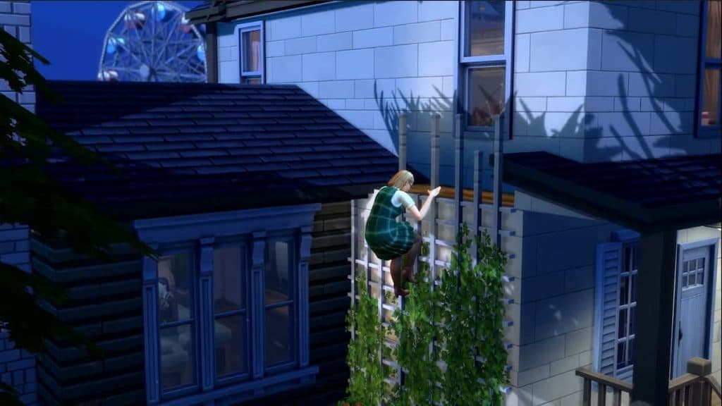 Character sneaking out o the house in The Sims 4