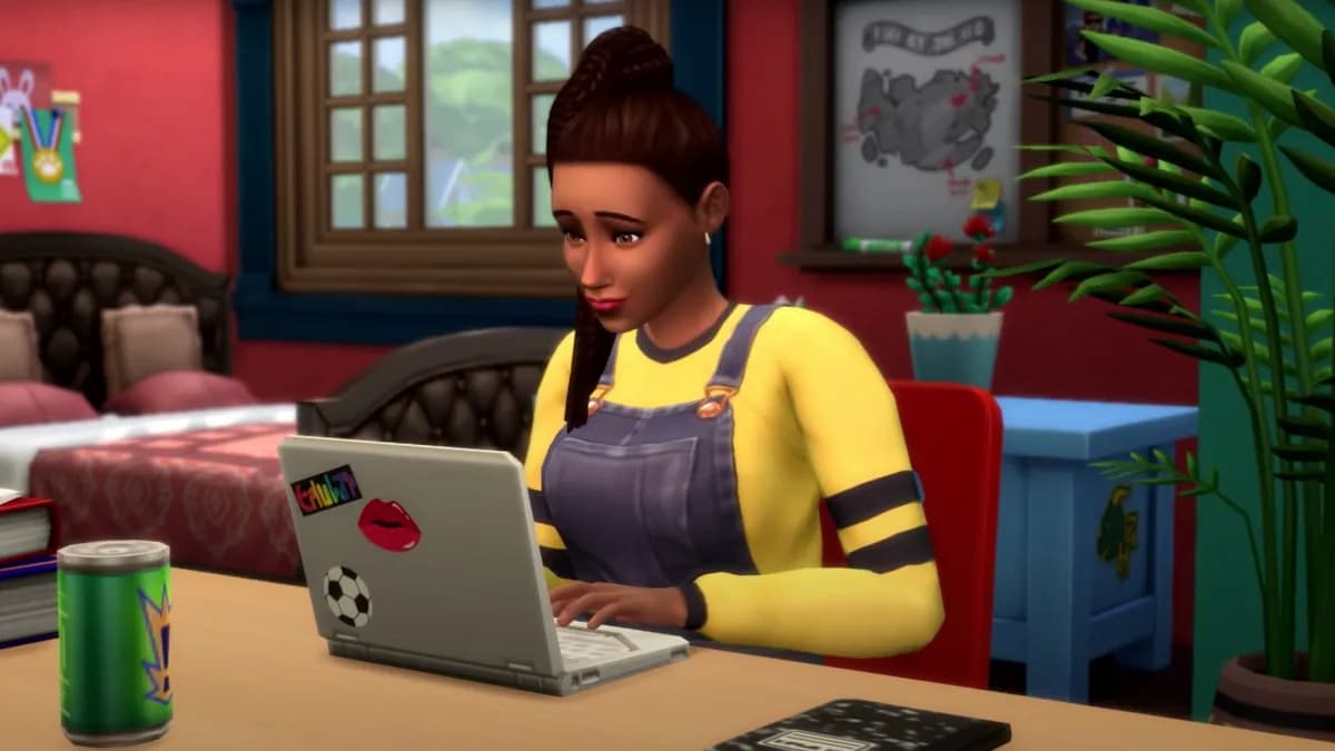 Sim in Sims 4 filling out reports.