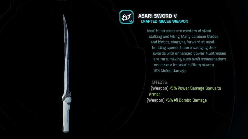 Asari Sword in Mass Effect Andromeda