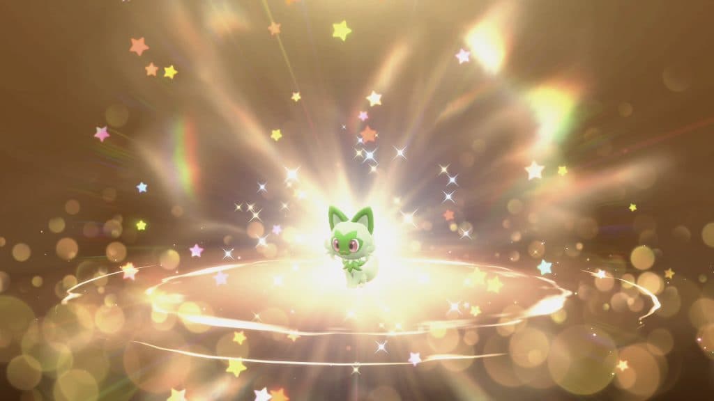 Sprigatito in Pokemon Scarlet and Violet Mystery Gift screen