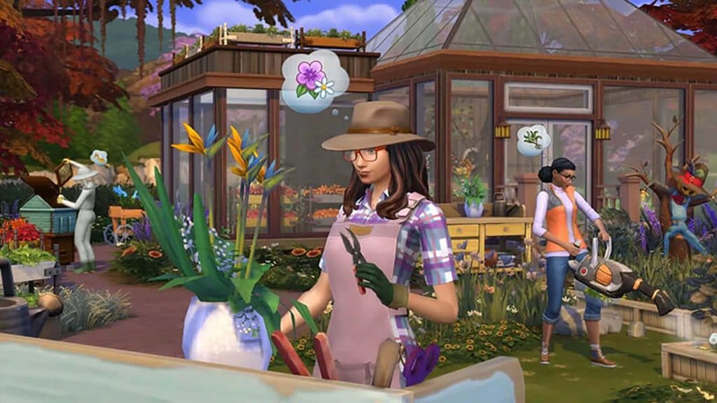 A Sim Gardening in The Sims 4
