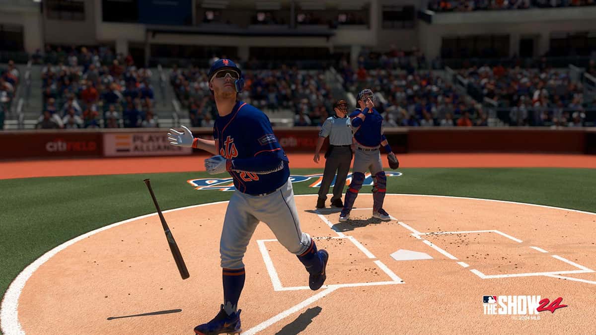 Mets' player starting the run after hitting MLB The Show 24.