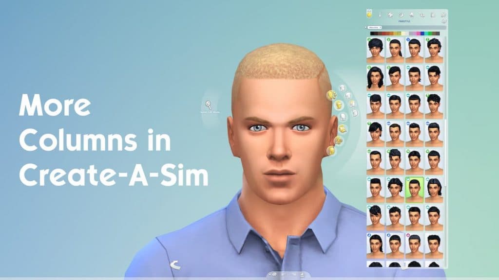 More Columns menu in The Sims 4.