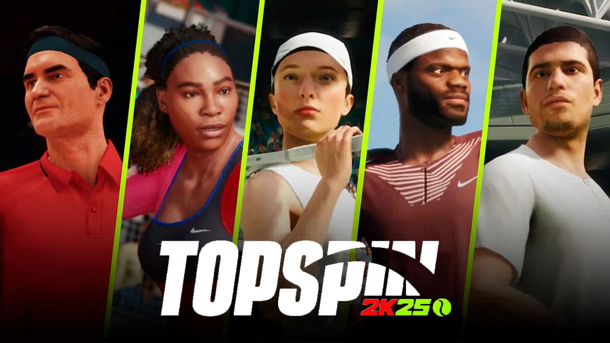 Federer, Williams, Tiafoe, and Alcaraz in TopSpin 2K25