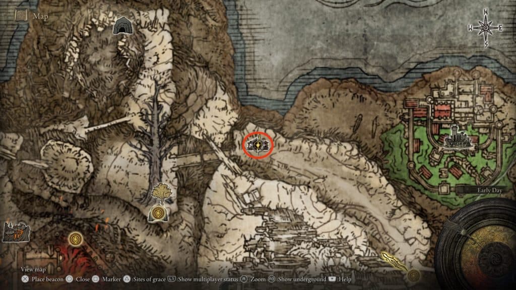 Golden Vow Incantation in Elden Ring map location