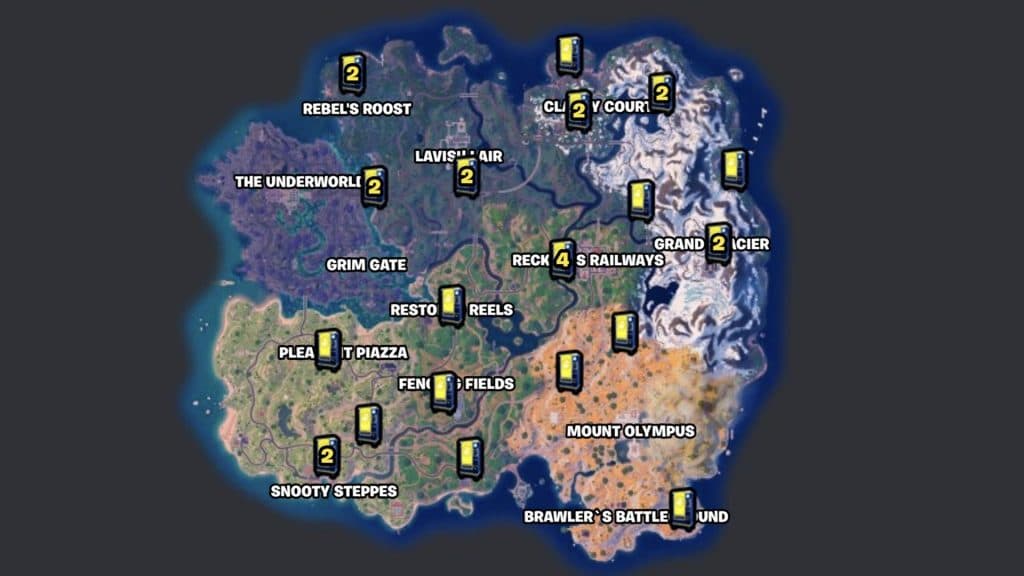 Midas Vending Machines locations in Fortnite Chapter 5 Season 2