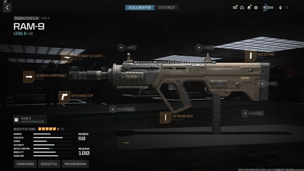 Warzone RAM-9 with loadout attachments