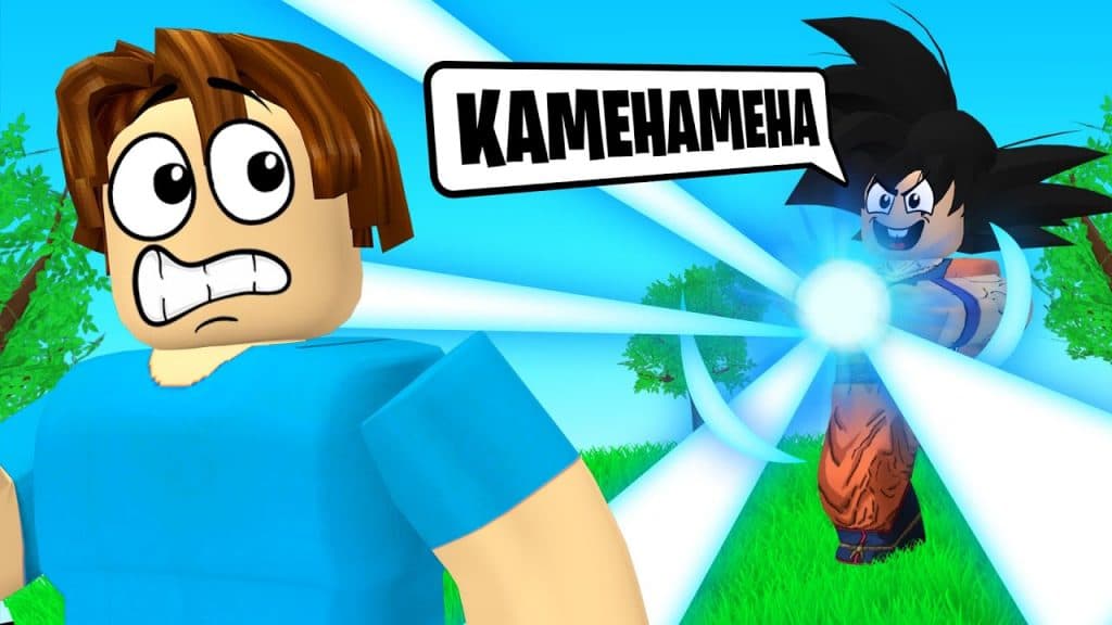 Two Kamehameha Simulator characters fighting.