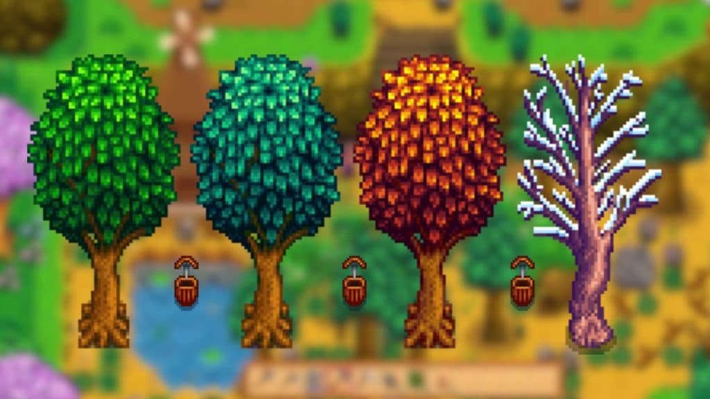 Trees and tapper in Stardew Valley