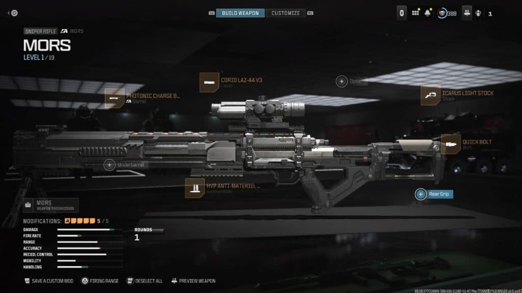 Screenshot of best MORS loadout in Warzone