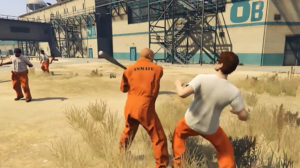 Inmates during a fist fight in GTA 5