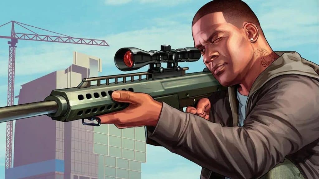 Franklin using a sniper in GTA 5