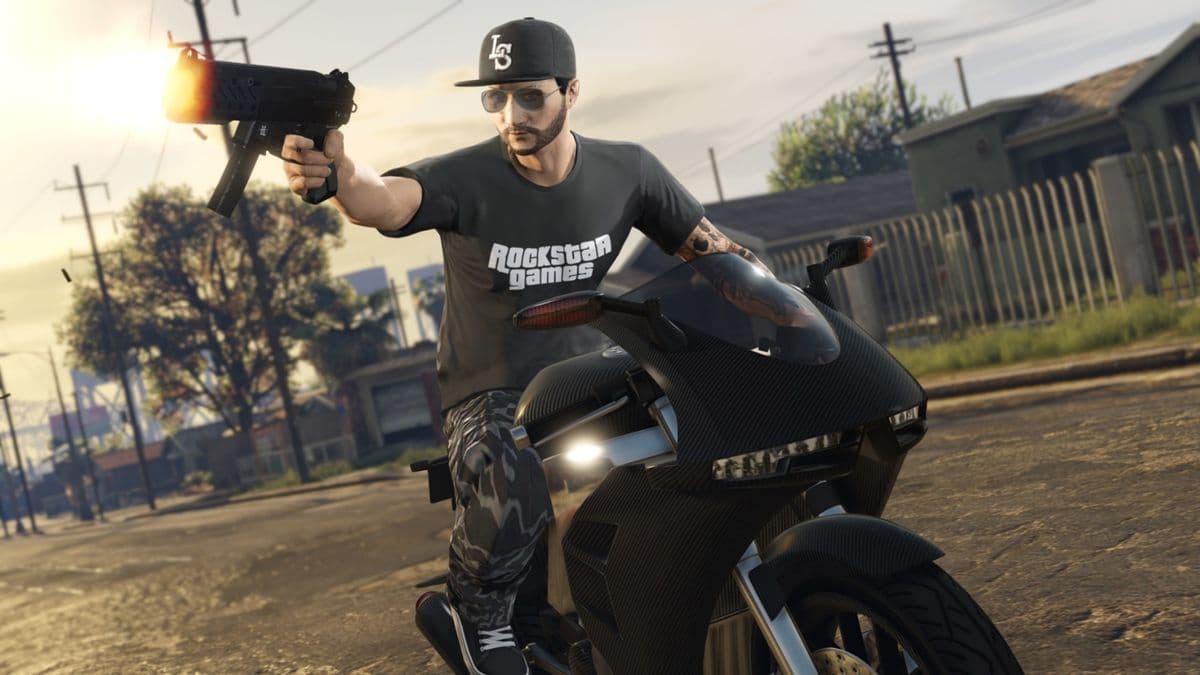 GTA Online character on a motorcycle