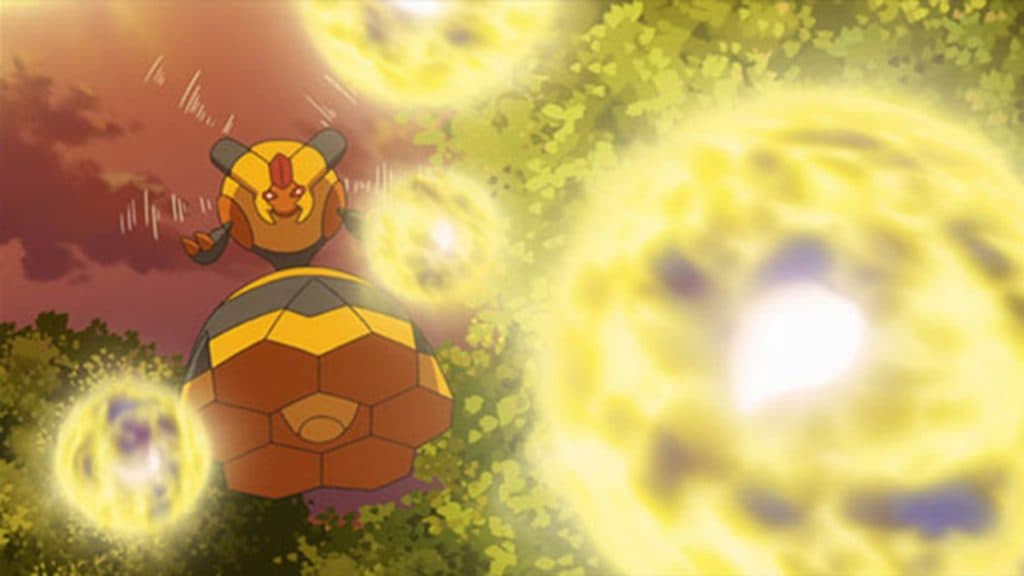 Vespiquen uses Bug Buzz in the Pokemon Anime